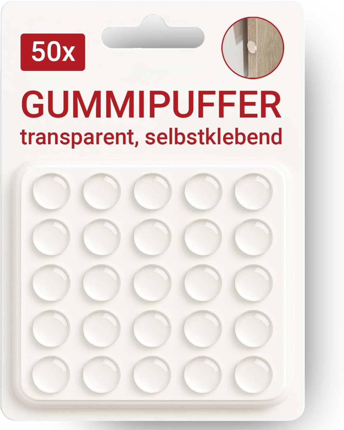 Türgriff-Schutzpuffer – selbstklebend, 50 Stück, 8mm