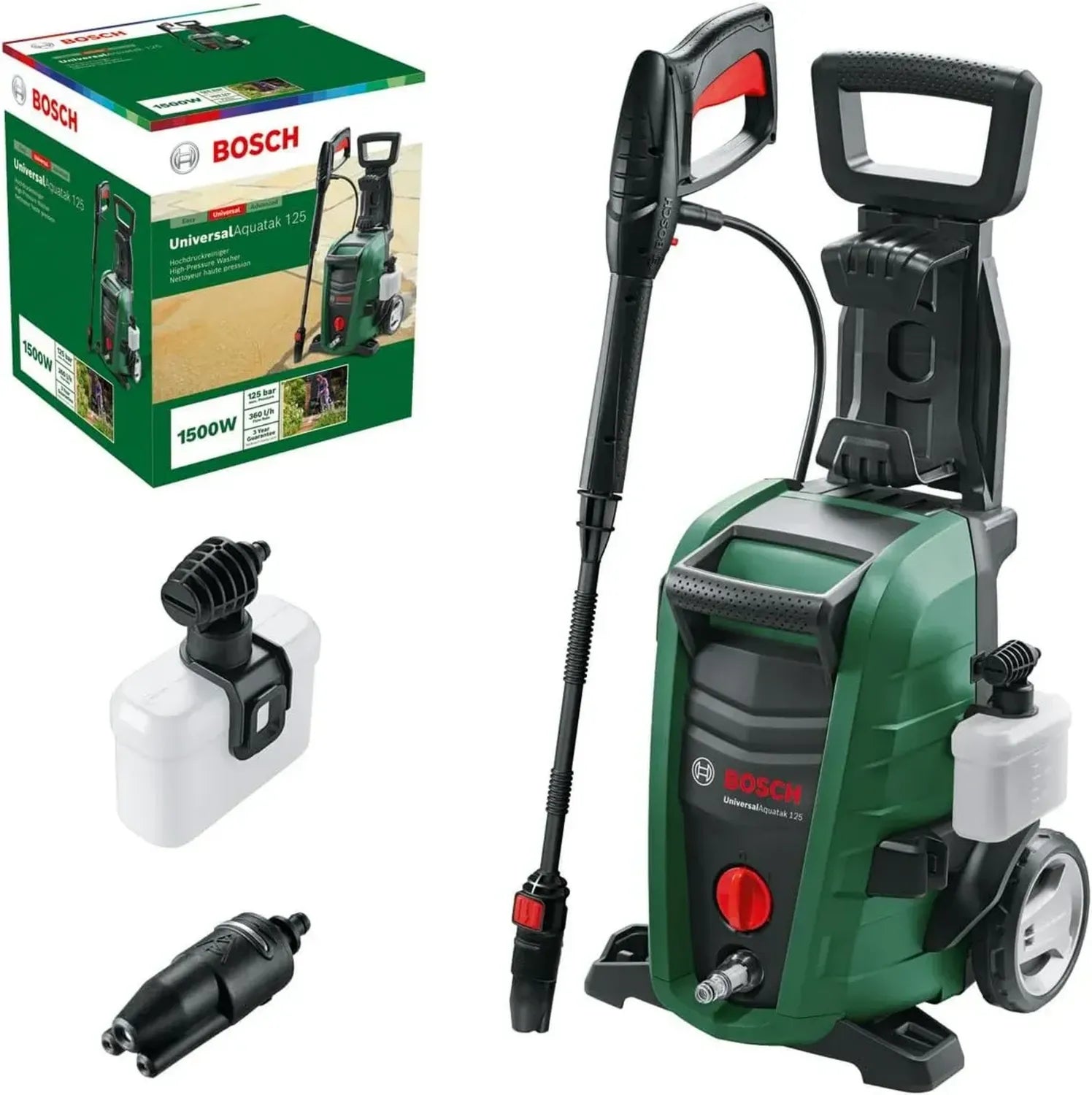 Bosch UniversalAquatak 125 Hochdruckreiniger, 3-in-1-Düse, 1500W, 125 bar
