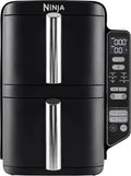 Ninja Doppelfrittierkorb Heißluftfritteuse, 7,6L Digital Air Fryer, Platzsparend, 6 Funktionen, Schwarz