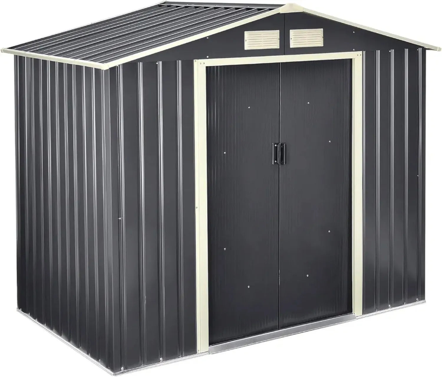 Metall Gerätehaus mit Satteldach, 213x127x185cm, abschließbar, dunkelgrau